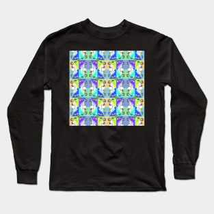 Checked Rainbow Minty Kaleidoscope Memphis Design Pattern Long Sleeve T-Shirt